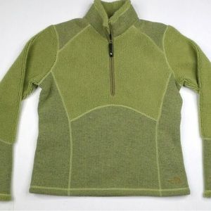 Green North Face Fleece Zip Pullover Sweatshirt